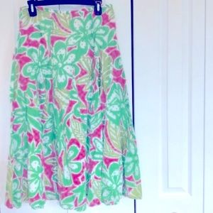 Rudy Rd Midi Multicolor Zipper Back Lined Long Skirt Sizw 10P New